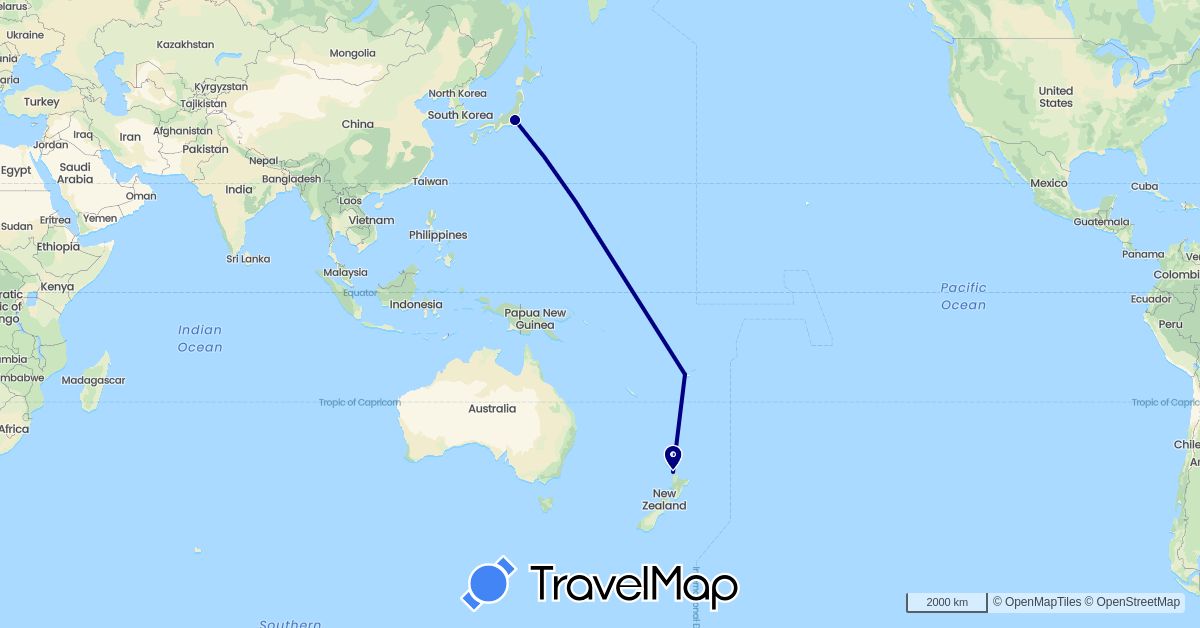 TravelMap itinerary: driving in Fiji, Japan, New Zealand (Asia, Oceania)